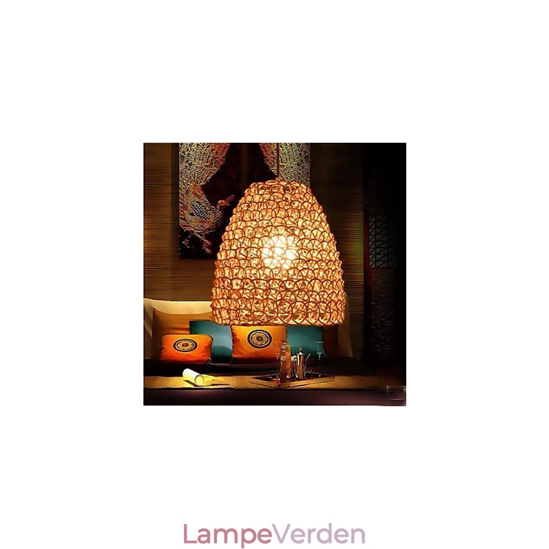 Retro rund havelampeskærm i rattan