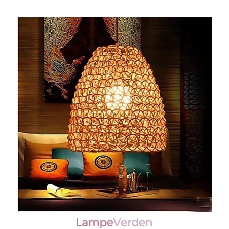 Retro rund havelampeskærm i rattan Retro rund havelampeskærm i rattan