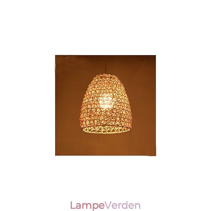 Retro rund havelampeskærm i rattan