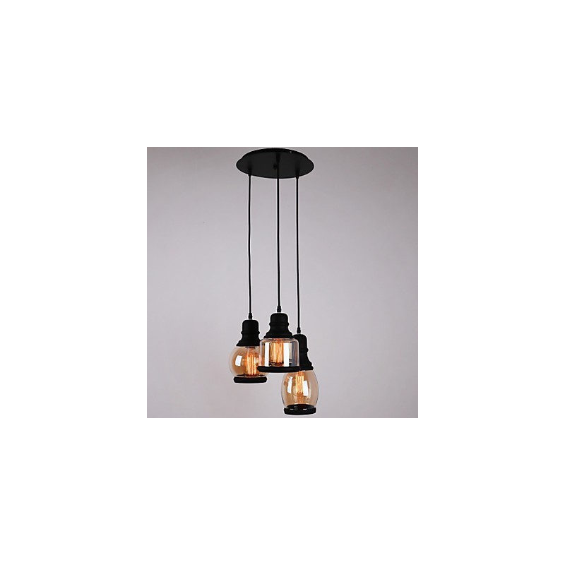 Antik glasskærm 3 lys kunstnerisk minimalistisk vedhæng