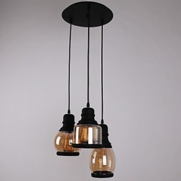 Antik glasskærm 3 lys kunstnerisk minimalistisk vedhæng