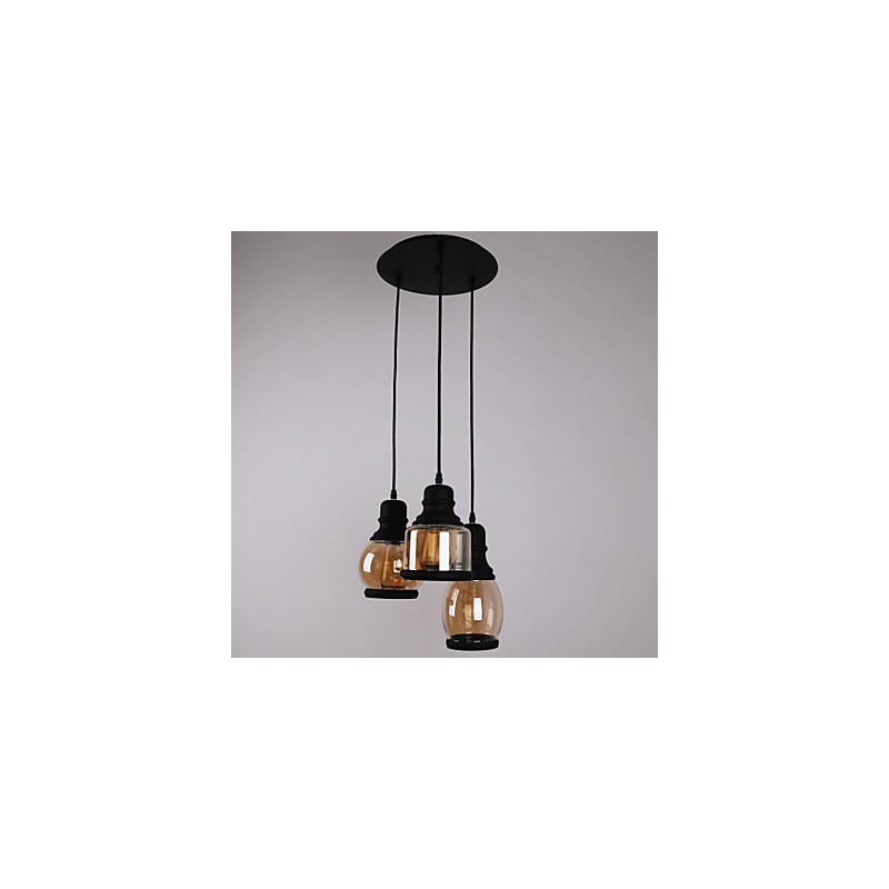 Antik glasskærm 3 lys kunstnerisk minimalistisk vedhæng