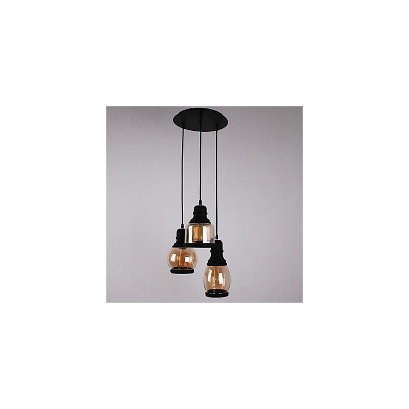 Antik glasskærm 3 lys kunstnerisk minimalistisk vedhæng