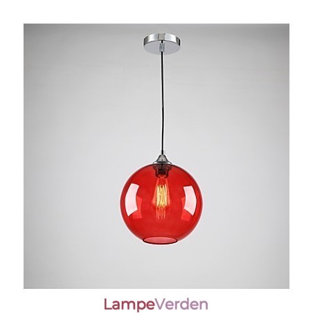 Moderne glaspendel i rund rød bobledesign Moderne glaspendel i rund rød bobledesign