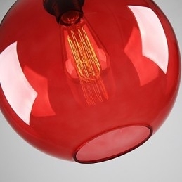 Moderne glaspendel i rund rød bobledesign