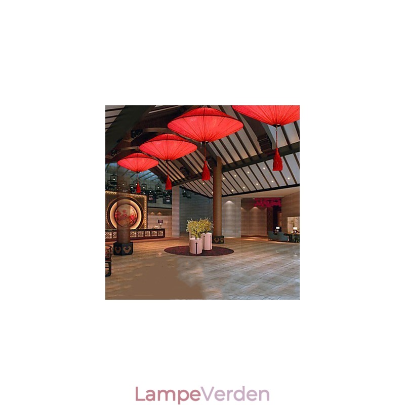 Lotus Leaf Modern Marine Cloth Art Droplight Of Red Lanterns Lamp Light