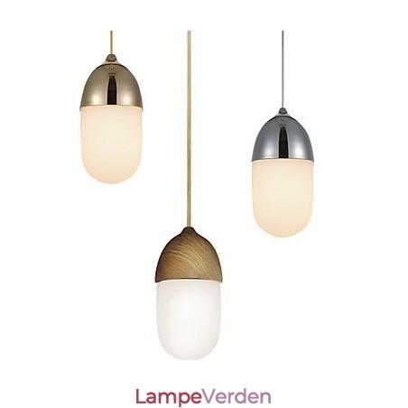 Mini Acorn pendel 1 lys Mordern Simplicity Gylden krom træfarve finish kulstofstål og glas Droplight Mini Acorn pendel 1 lys Mordern Simplicity Gylden krom træfarve finish kulstofstål og glas Droplight