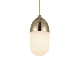 Mini Acorn pendel 1 lys Mordern Simplicity Gylden krom træfarve finish kulstofstål og glas Droplight