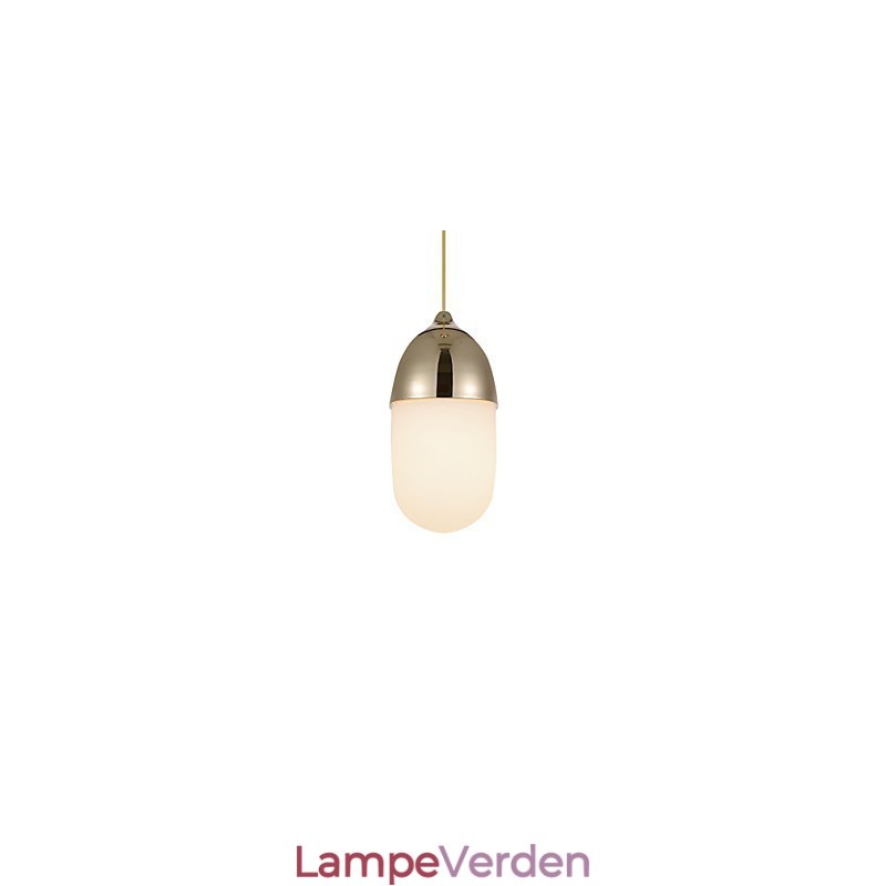 Mini Acorn pendel 1 lys Mordern Simplicity Gylden krom træfarve finish kulstofstål og glas Droplight