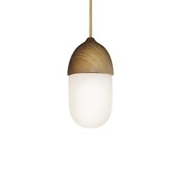Mini Acorn pendel 1 lys Mordern Simplicity Gylden krom træfarve finish kulstofstål og glas Droplight