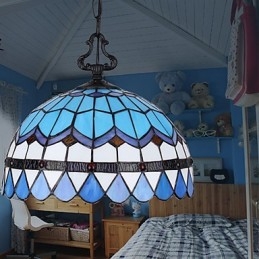 Europæisk landdistrikt kreativ kunst farvet glas lysekrone restaurering af gamle måder lampe lys