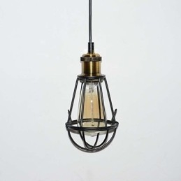 LOFT Lampe Vintage Pendel Edison Light Balck Iron Metal Cage Lampeskærm Lagerstil Belysningslampe