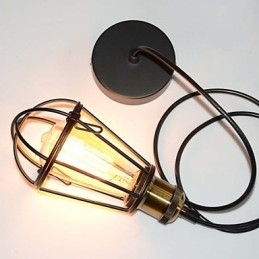 LOFT Lampe Vintage Pendel Edison Light Balck Iron Metal Cage Lampeskærm Lagerstil Belysningslampe