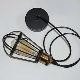 LOFT Lampe Vintage Pendel Edison Light Balck Iron Metal Cage Lampeskærm Lagerstil Belysningslampe