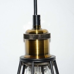 LOFT Lampe Vintage Pendel Edison Light Balck Iron Metal Cage Lampeskærm Lagerstil Belysningslampe