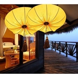 Kreativ runde store røde lanterne Lotus Leaf Bryllup Festival Klud Kunst Lysekrone Lampe Lys