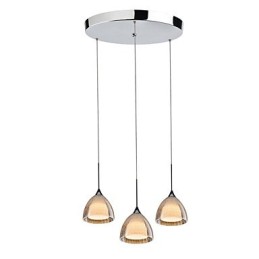 3 Light To-lags Pendel Island Light Crack Glass Poleret Krom