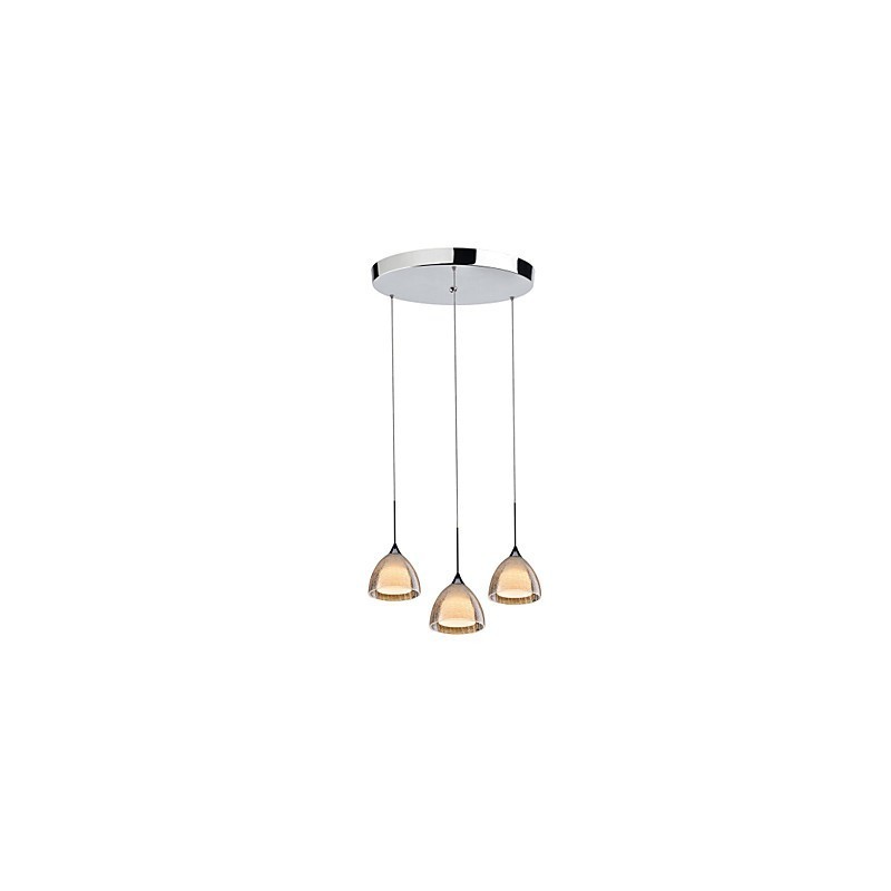 3 Light To-lags Pendel Island Light Crack Glass Poleret Krom