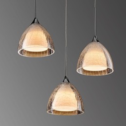 3 Light To-lags Pendel Island Light Crack Glass Poleret Krom