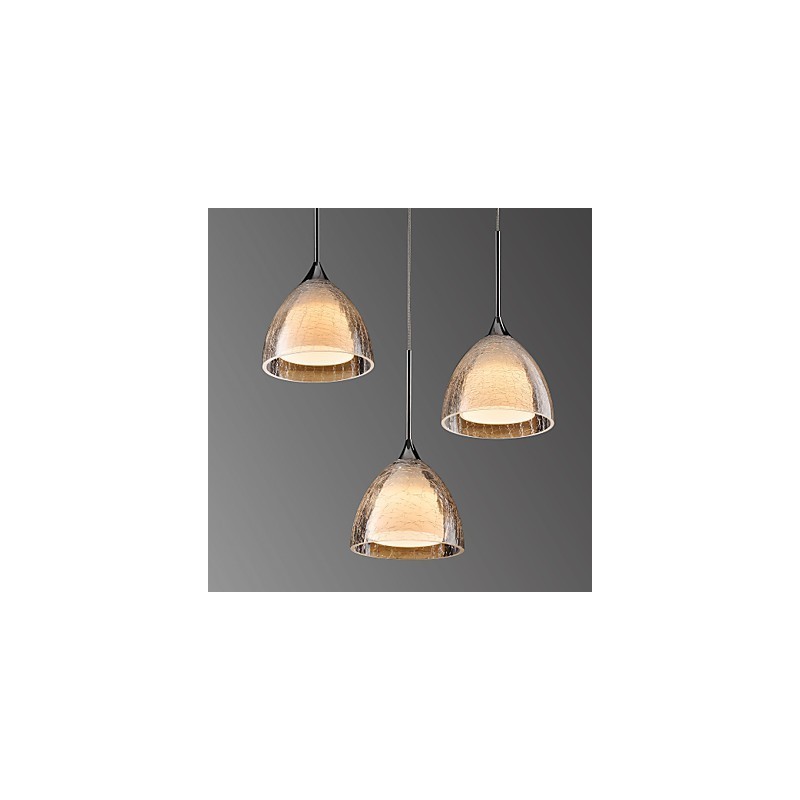 3 Light To-lags Pendel Island Light Crack Glass Poleret Krom