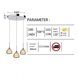 3 Light To-lags Pendel Island Light Crack Glass Poleret Krom