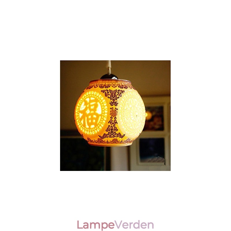 Retro Keramisk lampelampe Trapper Blå enkelthoved lysekrone Creative