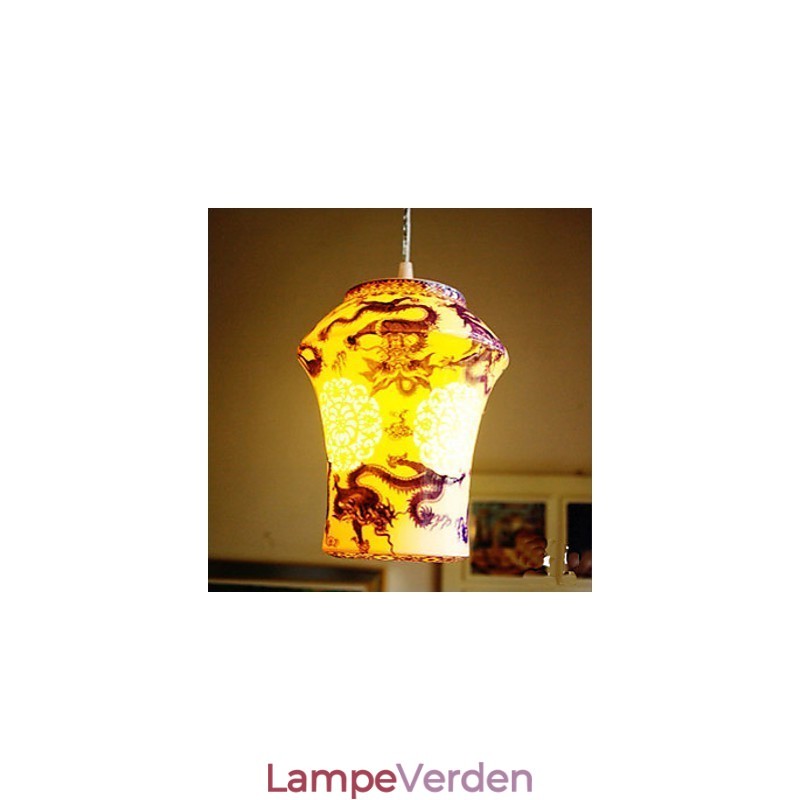 Retro Keramisk lampelampe Trapper Blå Enkelthoved lysekrone Creative