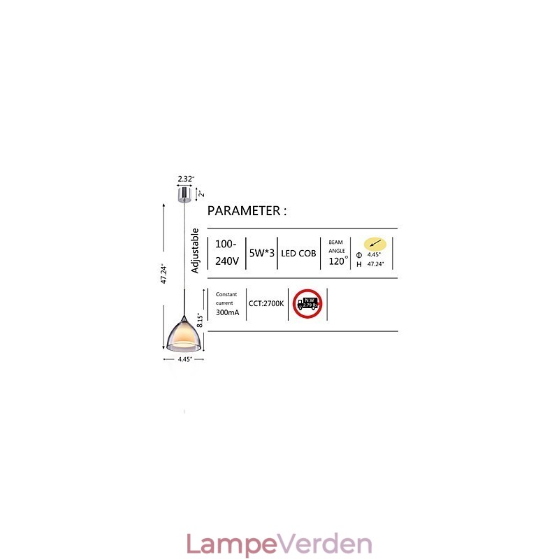1 lys To-lags Pendel Island Light Klart glas poleret krom
