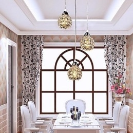 Moderne moderne krystal galvaniseret metal pendellampe