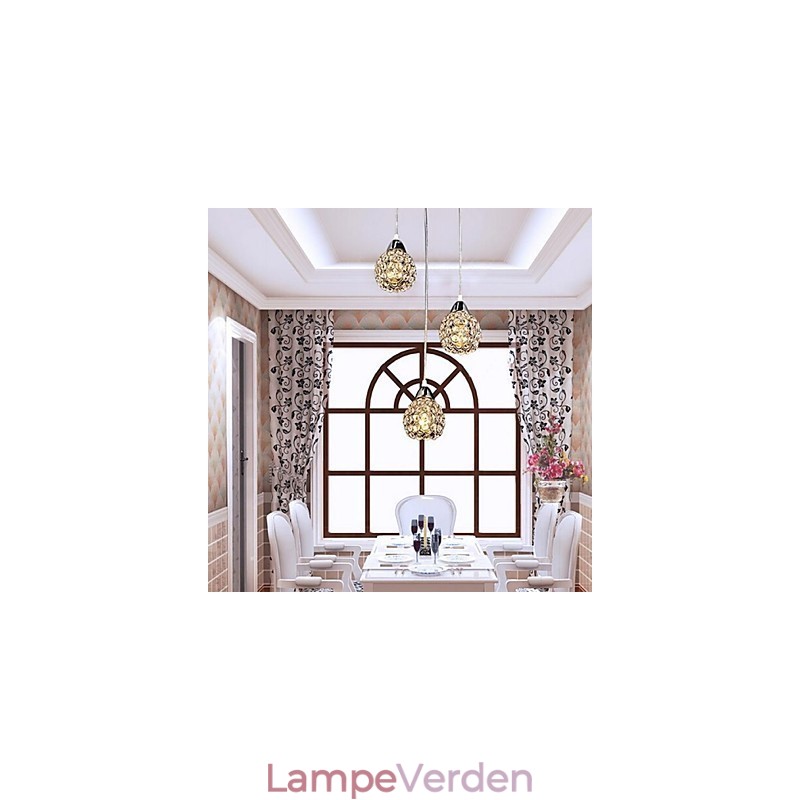 Moderne moderne krystal galvaniseret metal pendellampe