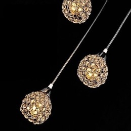 Moderne moderne krystal galvaniseret metal pendellampe