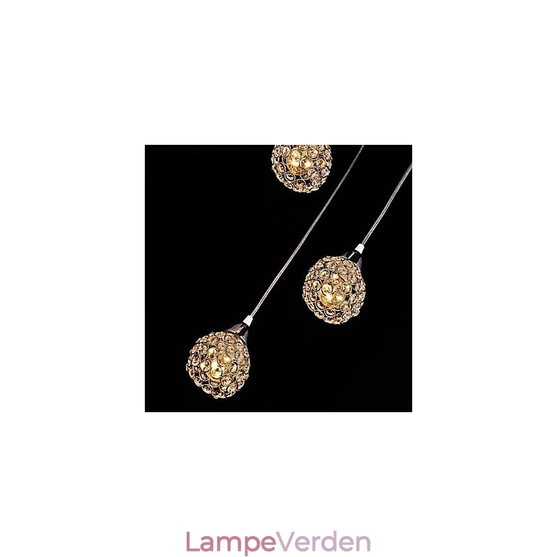 Moderne moderne krystal galvaniseret metal pendellampe