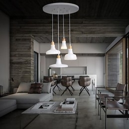 Kreativ karakteristisk 4 lys pendel med jernskærm