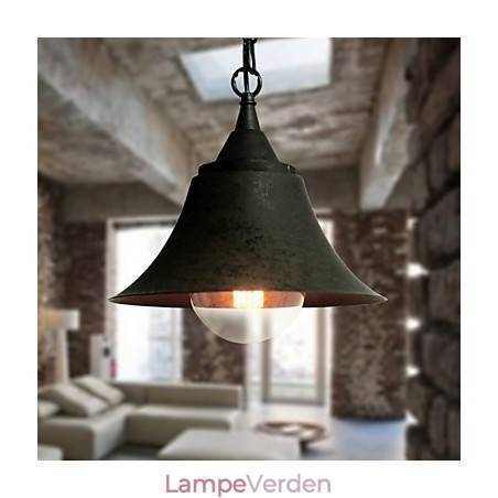 Medium vintage mat sort klokkeform metal pendellampe Medium vintage mat sort klokkeform metal pendellampe