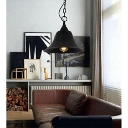 Medium vintage mat sort klokkeform metal pendellampe