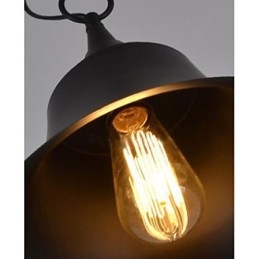 Medium vintage mat sort klokkeform metal pendellampe