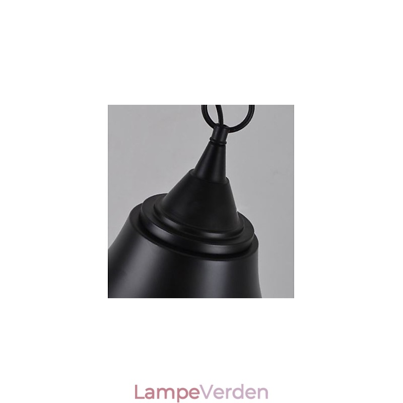 Medium vintage mat sort klokkeform metal pendellampe