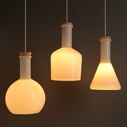 Moderne og kontrakteret Creative Magic White Glas Bottle Line Droplight