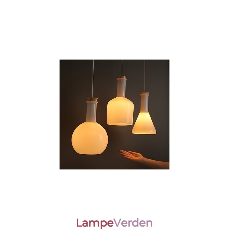 Moderne og kontrakteret Creative Magic White Glas Bottle Line Droplight
