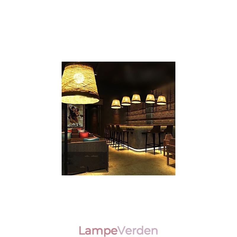 Moderne landdistrikter Cany Art Vævet Rattan Single Head Droplight Lampe