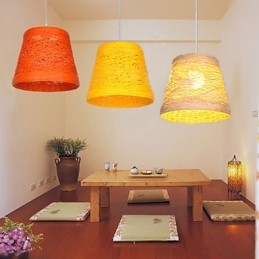 Moderne landdistrikter Cany Art Vævet Rattan Single Head Droplight Lampe