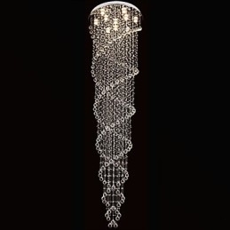 Loftslysekrone lys Pendel lys belysningsarmaturer med K9 krystal dobbelt spiral D70CM H300CM