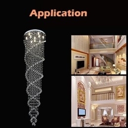 Loftslysekrone lys Pendel lys belysningsarmaturer med K9 krystal dobbelt spiral D70CM H300CM