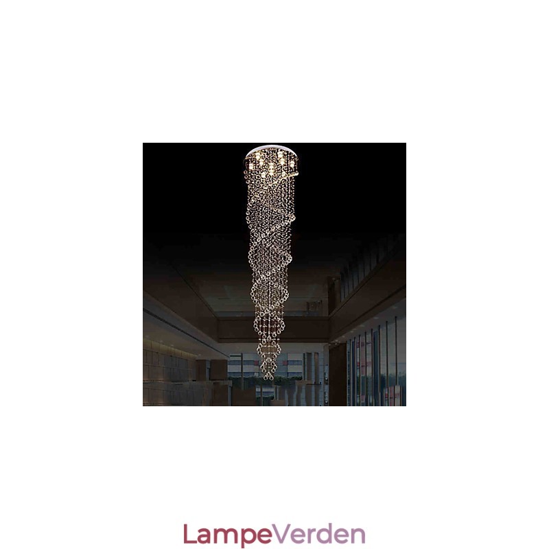 Loftslysekrone lys Pendel lys belysningsarmaturer med K9 krystal dobbelt spiral D70CM H300CM