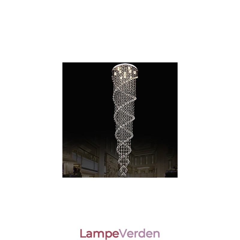 Loftslysekrone lys Pendel lys belysningsarmaturer med K9 krystal dobbelt spiral D70CM H300CM