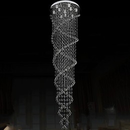 Loftslysekrone lys Pendel lys belysningsarmaturer med K9 krystal dobbelt spiral D70CM H300CM