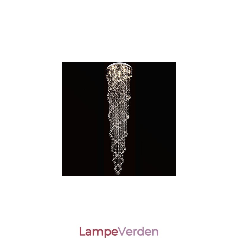 Loftslysekrone lys Pendel lys belysningsarmaturer med K9 krystal dobbelt spiral D70CM H300CM