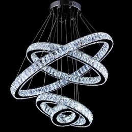 Crystal Pendel Light Loftslampe Lysekrone Belysningsarmaturer med 4 ringe