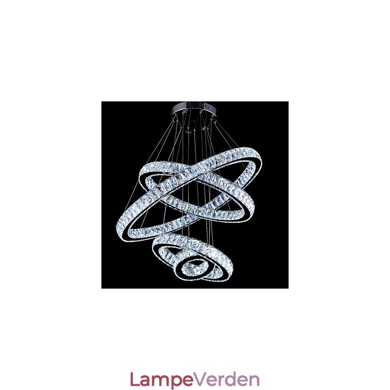 Crystal Pendel Light Loftslampe Lysekrone Belysningsarmaturer med 4 ringe