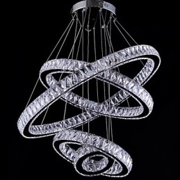 Crystal Pendel Light Loftslampe Lysekrone Belysningsarmaturer med 4 ringe